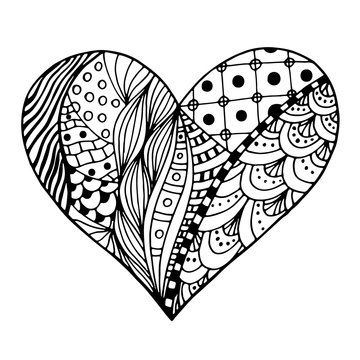 hearts in zentangle style