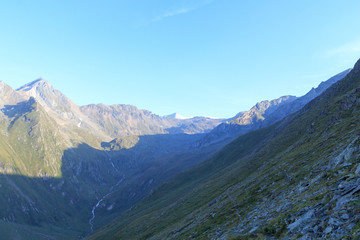 Fototapeta premium Mountain panorama with summit Großvenediger in Hohe Tauern Alps, Austria