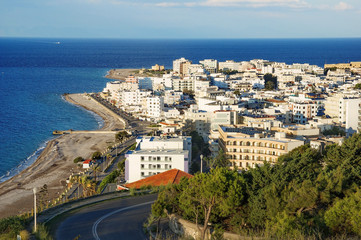 Fototapeta na wymiar View of the Rhodes new town from Monte Smith mountain. Rhodes Island, Greece.