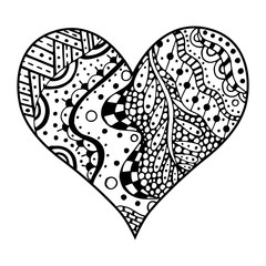 hearts in zentangle style