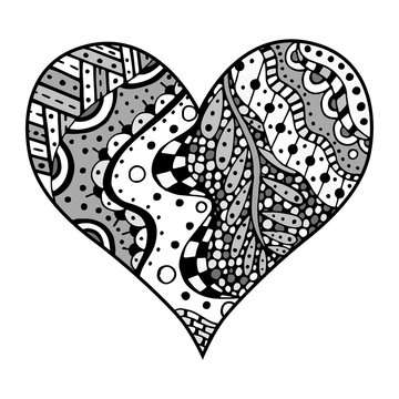 hearts in zentangle style