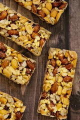 Granola bars overhead view