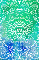 Elegant lacy card. Crochet mandala. Vector template. Vintage watercolor decorative elements. Hand drawn background. Islam, Arabic, Indian, ottoman motifs.