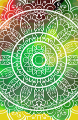 Elegant lacy card. Crochet mandala.  Vintage watercolor decorative elements. Hand drawn background. Islam, Arabic, Indian, ottoman motifs.