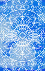 Elegant lacy card. Crochet mandala. Vector template. Vintage watercolor decorative elements. Hand drawn background. Islam, Arabic, Indian, ottoman motifs.