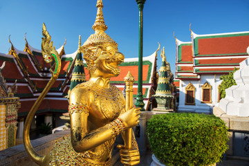 Fototapeta na wymiar Golden Demon Guardian at Wat Phra Kaew, Bangkok