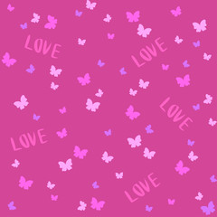 Vector Seamless Cute pattern with butterfly. Valentine's Day