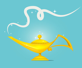 golden magic lamp design vector