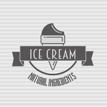 Ice cream vintage retro label, badge or logo concept