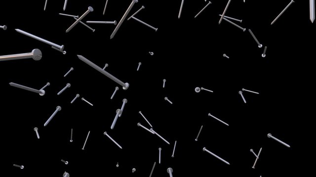 Falling nails animation with alpha loop 