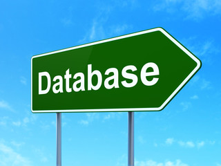 Database concept: Database on road sign background