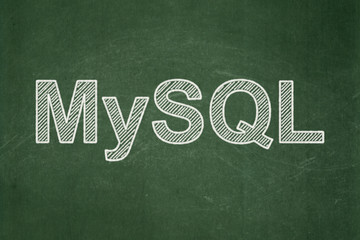 Database concept: MySQL on chalkboard background