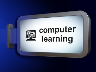 Studying concept: Computer Learning and Computer Pc on billboard background