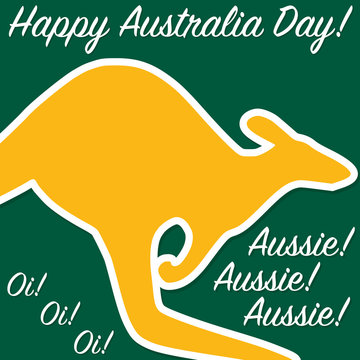Kangaroo Australia Day card in vector format.