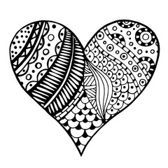 hearts in zentangle style