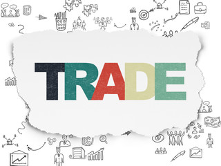 Business concept: Trade on Torn Paper background