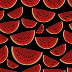 colorful sliced melon fruits seamless dark pattern eps10