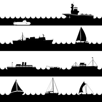 ocean and navy ships variations of scene on sea eps10