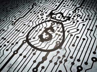 Money concept: circuit board with Money Bag