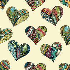 Naklejka premium pattern of zentangle hearts