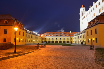 Obraz na płótnie Canvas Buildings of the national council and castle in Bratislava, Slovakia.