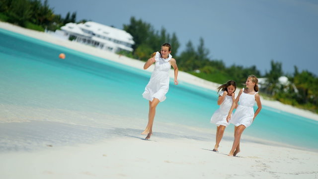 tourism lifestyle Caucasian girls children travel beach destination vacation 