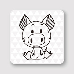 Chinese Zodiac pig doodle drawing