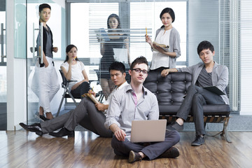 Serious office workers in the company