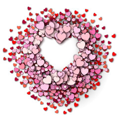 Red hearts round frame