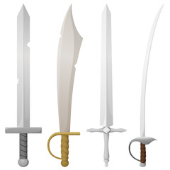 Vector illustration of a variety of swords.