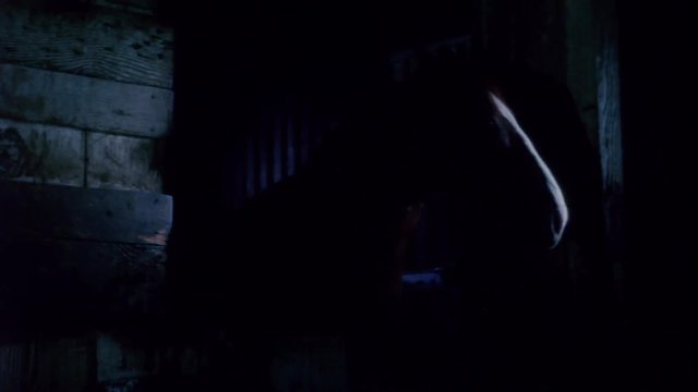 Restless horse in stable at night, 1960s