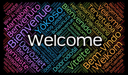 Welcome word cloud in different languages