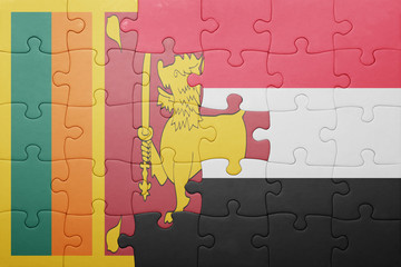 puzzle with the national flag of sri lanka and yemen