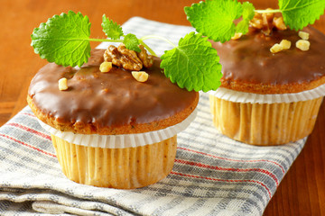 Chocolate glazed muffins