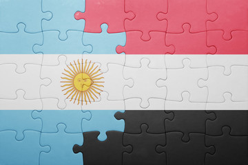 puzzle with the national flag of argentina and yemen