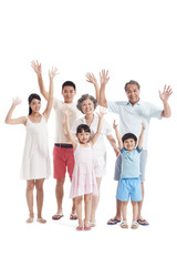 Obraz premium Happy family waving