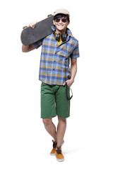 Cool young man with skateboard