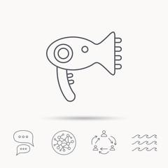 Hairdryer icon. Electronic blowdryer sign.