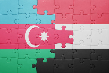 puzzle with the national flag of azerbaijan and yemen
