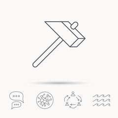 Hammer icon. Repair or fix sign.