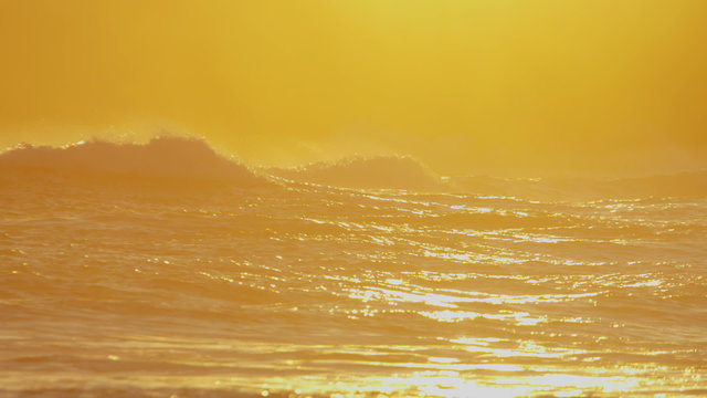 Hawaii sunset Pacific ocean surfing wave power tidal