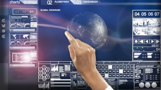 business stock motion graphics touchscreen trade finance technology hands import