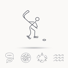 Ice hockey icon. Professional sport game sign.