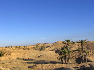 Desert landscape near of Matmata village