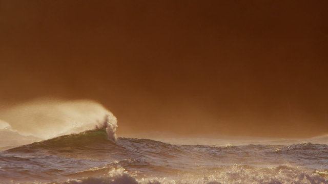 Hawaii sunset Pacific ocean surfing wave power tidal