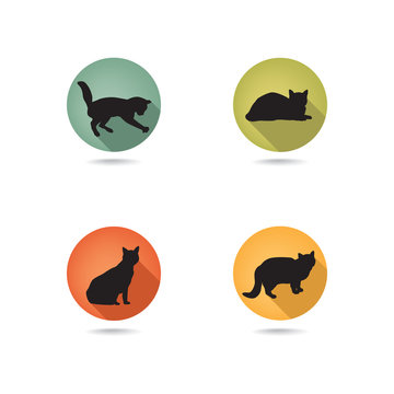 Cat icon set. Collection of vector pets icon silhouette.