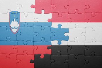 Fototapeta premium puzzle with the national flag of slovenia and yemen
