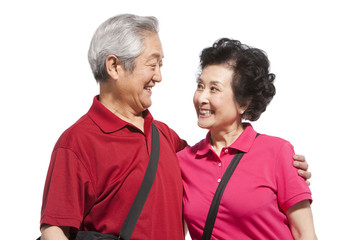 Portrait of senior couple travelling