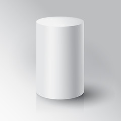 Realistic 3D White Cylinder. Cylinder on white background with r - obrazy, fototapety, plakaty