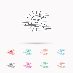 Fototapeta premium Mist icon. Fog with sun sign.
